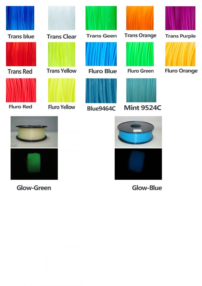 Good Toughness Glow In The Dark ABS Filament For 3D Printing