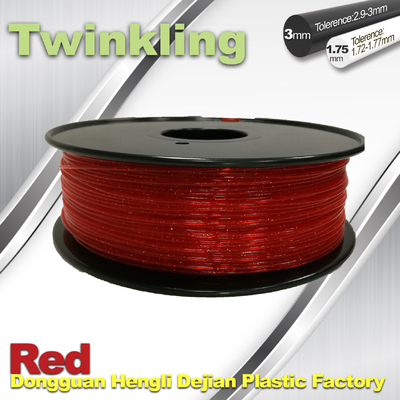 Flexible 3D Printer Filament Twinkling 3mm 1.75mm Red Filament 1.3Kg / Roll