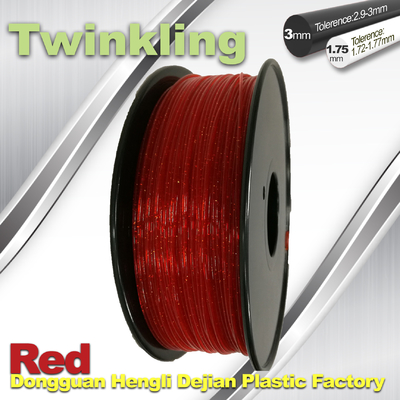 Flexible 3D Printer Filament Twinkling 3mm 1.75mm Red Filament 1.3Kg / Roll